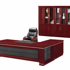 Executive desk with credenza and pedestal