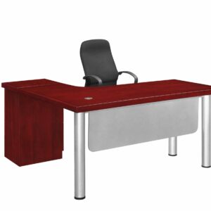 3 Steel legs four way cluster desk with desk height pedestal ,single desk only