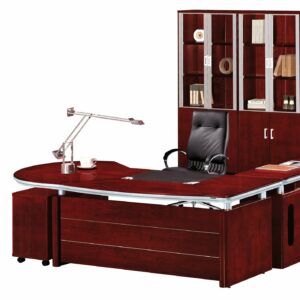 Executive desk with credenza and pedestal