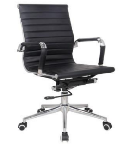 Classic Leather Black Chair - Medium Back