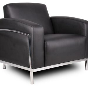Black Bonded Leather Office Sofa Single Seat.