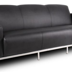 Black Bonded Leather Office Sofa Three Seat