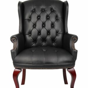 Four Legged Black Genuine Leather visitor’s Chair