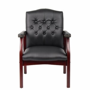 Four Legged Black/Burgundy PU Leather visitor’s Chair