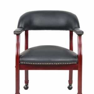 Black PU leather visitor's chair