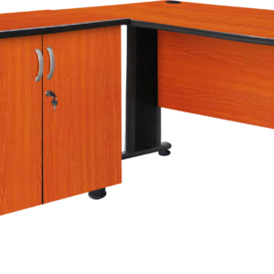 L-Shape Desk With Three Draw Mobile Pedestal & Two Door Credenza