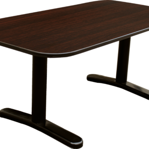 Conference table with black PVC edging and black round legs