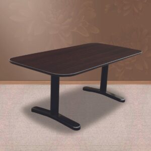 Conference table with black PVC edging and black round leg