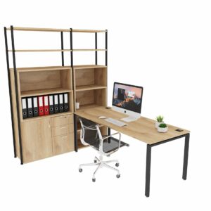Desk with backdrop storage