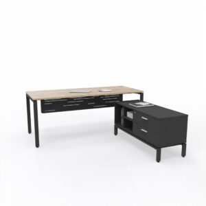 Evolution Single Desk Elevate side storage - black